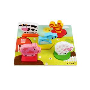 Joc de sortare a formelor Kabi cu 5 figurine din lemn de animale - Jocuri de sortare a formelor