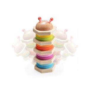 Montessori Wooden Worm Stacking Toy - Shape Sorting and Color Recognition - Developmental Toy for Toddler