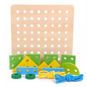 Fa Geometriai Fűzős Tábla tablă de șiret din lemn cu forme geometrice - Nonbrand Jocuri si jucarii educative