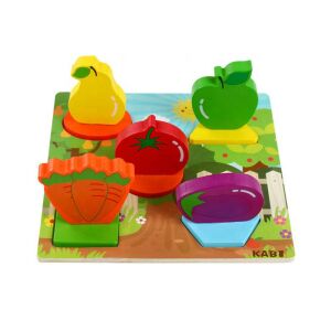 Jucărie KABI din lemn pentru sortat forme cu legume și fructe - Jocuri de sortare a formelor