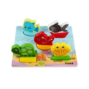 KABI sortator de forme din lemn cu animale marine, jucărie educativă pentru copii mici - Jocuri de sortare a formelor