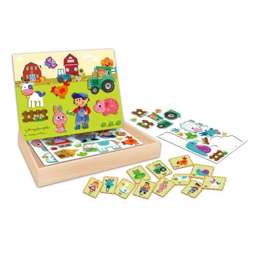 Fun4Kids Mágneses Falusi Gazdaság Puzzle - Fejleszti a finommotoros és megfigyelő képességeket ezzel a szórakoztató farm témájú játékkal. - Fejlesztő játék ovisoknak