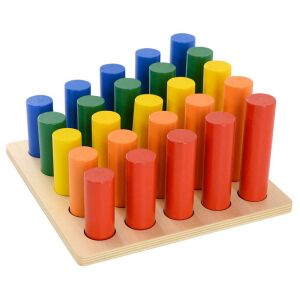 Montessori Wooden Cylinder Puzzle - 25 pieces, color and size sorting toy - Developmental Toy for Preschooler