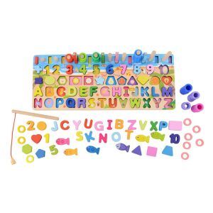 Fejlesztő Fa Játék wooden educational toy for toddlers with numbers, letters, shapes and fishing game - Nonbrand Developmental Toy for Preschooler