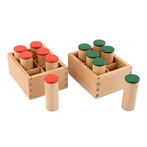 Joc Montessori de potrivire a sunetelor - Set de 12 cilindri pentru dezvoltarea auzului - Nonbrand Jocuri si jucarii educative