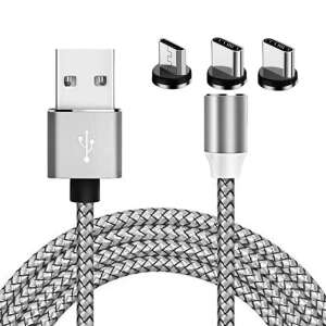 Kabel ładujący magnetyczny z 3 wymiennymi końcówkami: Micro USB, Apple Lightning i USB-C - Ładowarka, kabel ładowarki i inne kable