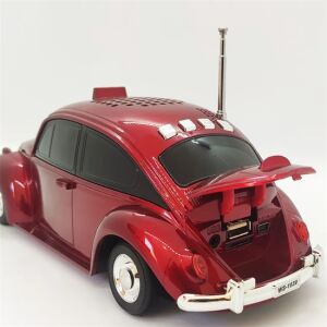 Boxă și radio Bluetooth luminoase în formă de Volkswagen Beetle – taxi retro muzical cu faruri funcționale și roți rulante – 23 cm (BBD) 134824370 - Audio