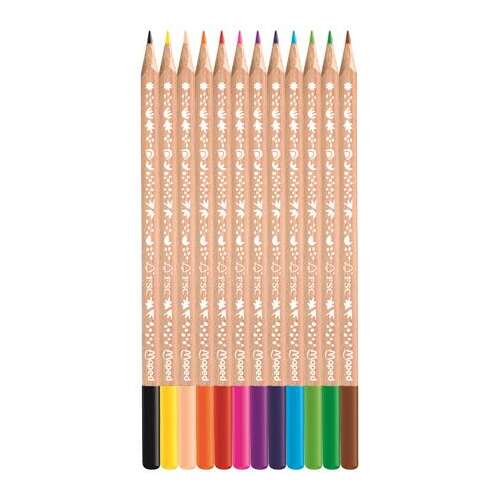 Set od 12 trokutastih obojenih olovaka MAPED Smiling Planet, certificiranih FSC, s otpornim vrhom