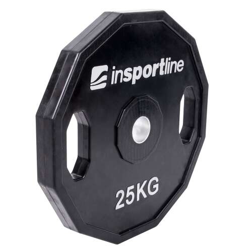 inSPORTline Ruberton 25kg gumírozott súlyzótárcsa, nyolcszögletű, fekete, fogantyúkkal - Súly és súlyzó