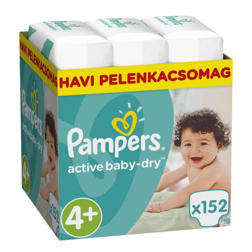 Pampers Active Baby Dry havi Pelenkacsomag 9-16kg Maxi 4+ (152db) 31158422