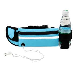 Blue running belt with water bottle holder and phone pocket, perfect for running, jogging, and working out - Belt bag