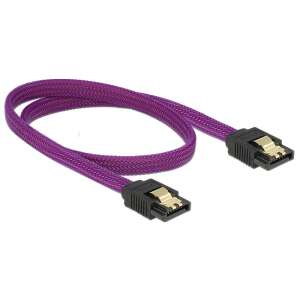 Delock premium SATA cable 6 Gb/s 50 cm straight/straight metal, purple - Cable