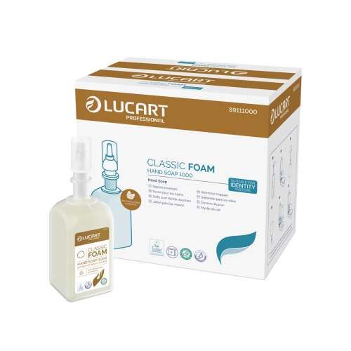 Lucart Classic Foam Săpun Lichid pentru Mâini 1000ml Refill, Certificat Ecolabel, Blând pentru Piele, Ulei de Migdale, 2500 Doze