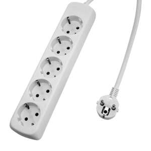Beorol 3 meter 5 outlet extension cord with child safety, white - Extension Cord