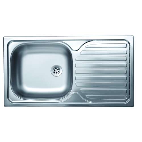 Berevye EC301D stainless steel kitchen sink with drip tray, 1 bowl, 435 x 780 mm