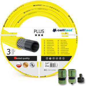 Cellfast PLUS 3/4 hüvelykes 25 méteres kerti tömlő 2 csatlakozóval és 1 adapterrel - Cellfast