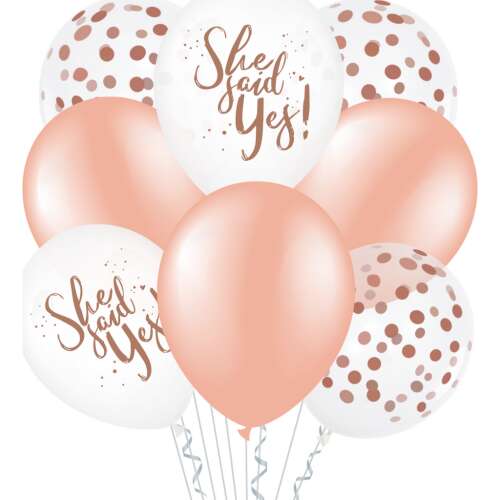 8 darabos lufi szett lánybúcsúhoz, 'Azt mondta, igen!' és konfetti mintával