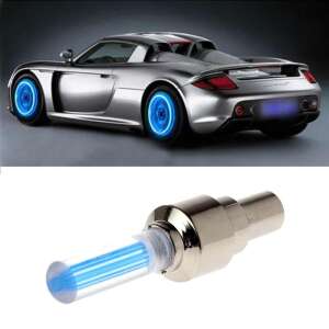 Blue LED valve stem caps for car or bicycle, 2 pack - Bicycle Light
