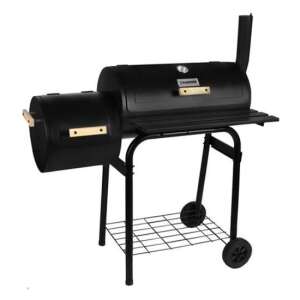 IsoTrade rectangular charcoal grill with wheels, lid, smoker and chimney, 54x32 cm - Garden