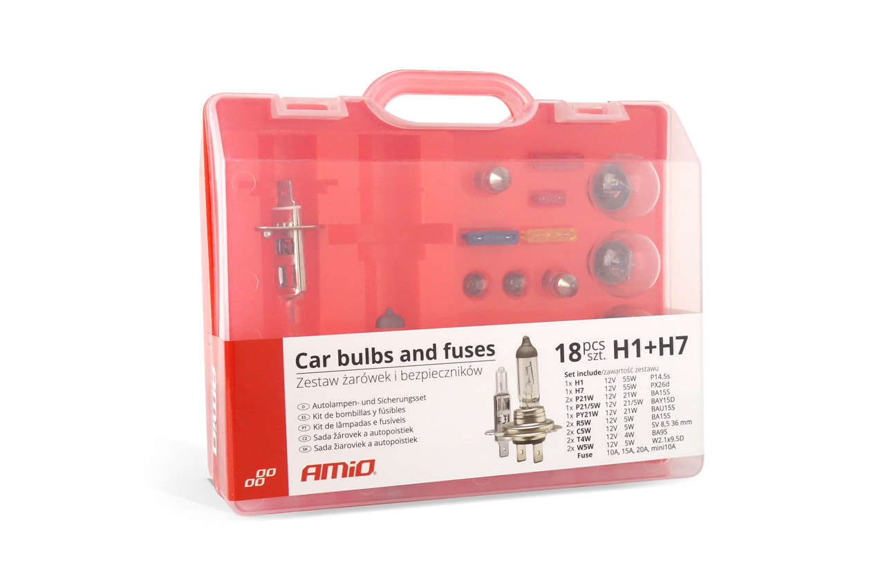Spare Bulb and Fuse Kit 19 pcs H1 and H7