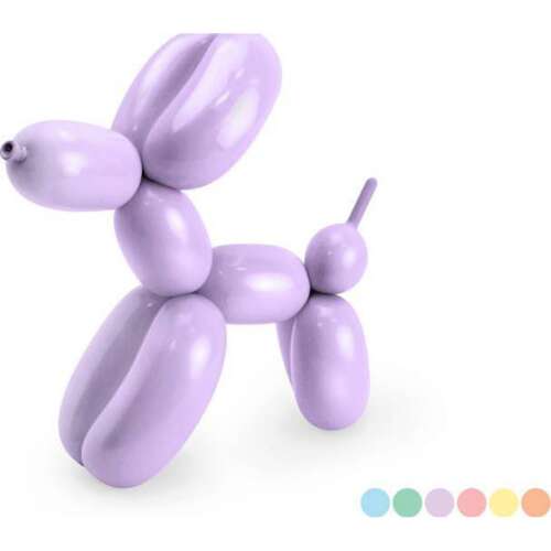 Lila lufi kutya, pasztell színek, 130 cm, 30 darab, mini pumpával