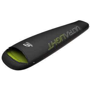 Hannah Micro 80 Ultralight Sleeping Bag, black with green lining, for camping and hiking - Hannah