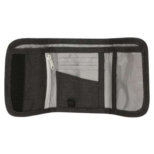 Hannah Nipper URB uniszex pénztárca, antracit színben, nyitott állapotban, belső rekeszekkel és cipzáros zsebbel
