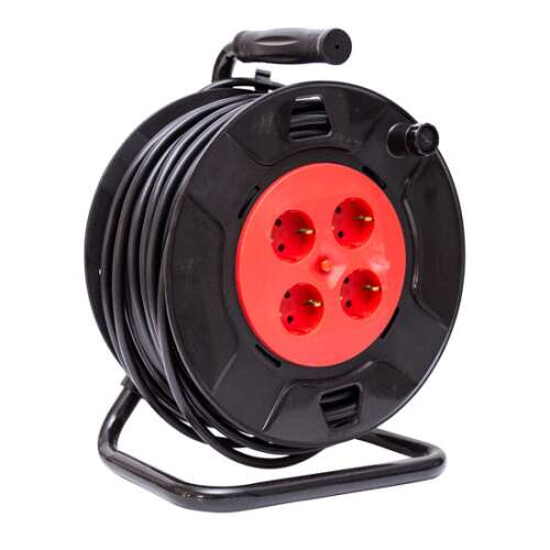 Beorol 25m hosszabbító kábeldob 4 aljzattal, földeléssel és gyermekvédelemmel