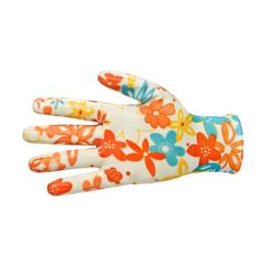 BEOROL Nitril and Polyester Garden Gloves, Orange Floral Pattern - Beorol