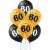 10 pack of 60th birthday balloons, black and gold, 30cm