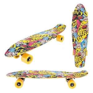 Toi-Toys Graffiti Skull skateboard, 60 cm, black and yellow - Skateboarding