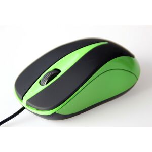Angled view of Media-tech MT1091G green wired mouse - Mouse