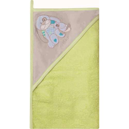 Womar Zaffiro kapucnis fürdőlepedő babáknak, aranyos kutyás mintával, zöld, szürke és kék színben