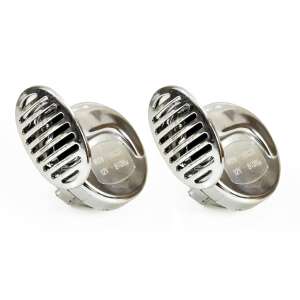 Pair of chrome car horns, 12V, AMIO Króm Kürt - Vehicle alarm & lock