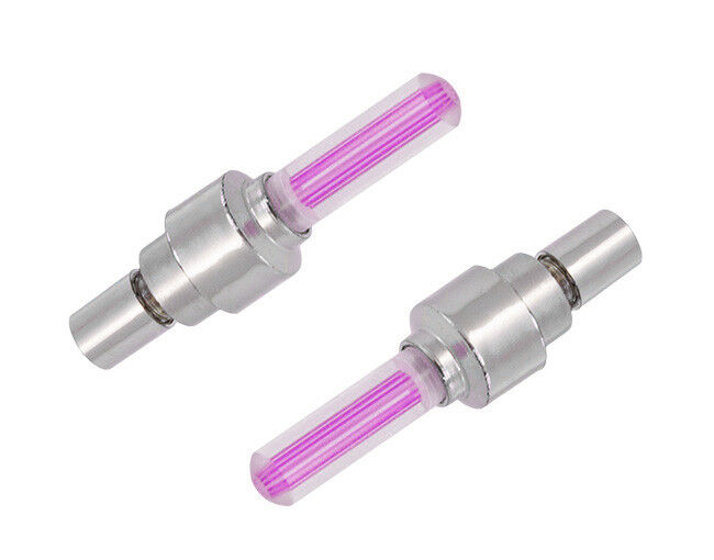 Set of 2 Pink LED Valve Caps with Light and Motion Sensor