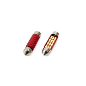 Комплект LED крушки CANBUS C5W 12 SMD 39mm бял 12/24V, 2 броя - AMiO Автомобилна крушка