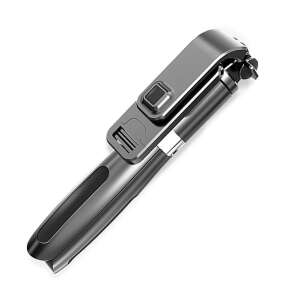 Black selfie stick with bluetooth remote control, 3 in 1, tripod, telescopic, adjustable angle - Selfie Stick