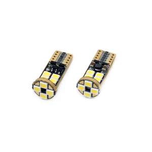 Комплект от 2 LED крушки becuri T10e 12 SMD, 12-24V, W5W, CANBUS, бели, 5600K - AMiO Автомобилна крушка