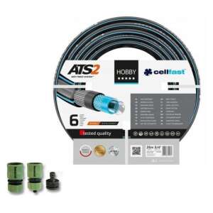 Furtun de grădină Cellfast 25m 3/4' cu sistem anti-răsucire, 6 straturi, 2 conectori și 1 adaptor - Irigare