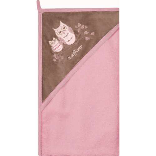 Womar Zaffiro kapucnis fürdőlepedő bagoly mintával, rózsaszín, 80 x 80 cm