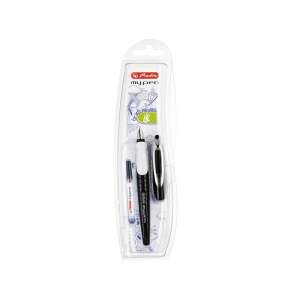 Herlitz MyPen fountain pen, black and white, ergonomic grip, left-handed, with ink cartridge - Pen