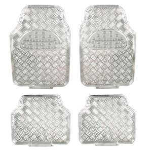 Set of 4 Universal Car Mats, Diamond, Silver Chrome Color