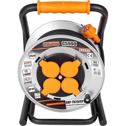 Richmann Exclusive 25m extension cord reel with 4 sockets, industrial grade