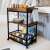 Silvius serving trolley, oak smoke/black, with three shelves, wine rack, towel holder, and removable tray