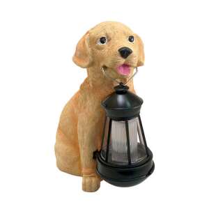 STREND PRO Kerti lámpás, polirezin, napelemes, kölyökkutya figurával, 14x24x25 cm
