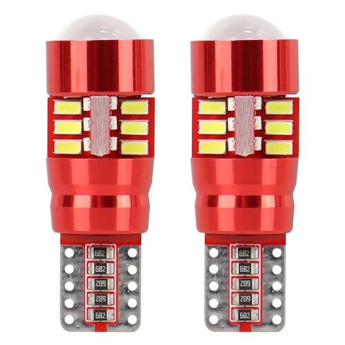 T10 LED Izzókészlet - 2x27 SMD - 12-24V CANBUS - Piros