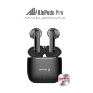 Swissten Alupods Pro vezeték nélküli fülhallgató, alumínium ház, fekete - Swissten