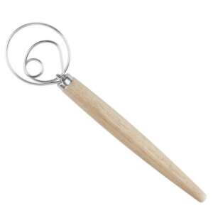 Stainless steel dough whisk with wooden handle - Kitchen tool