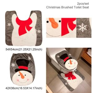 Karácsonyi Hóemberes WC Szett, 2-piece Christmas snowman toilet seat cover and rug set - Nonbrand Christmas Decoration