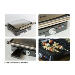 Collage der Funktionen und Verwendung des Vivax SM-1800 Elektrogrills - Küche & Essen